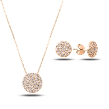 

Kutaydan Zircon Stone Round 925 Sterling Silver Set Made in Turkey