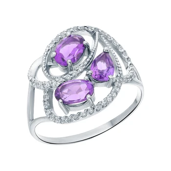 

Silver ring with amethyst and cubic zirconia sunlight sample 925
