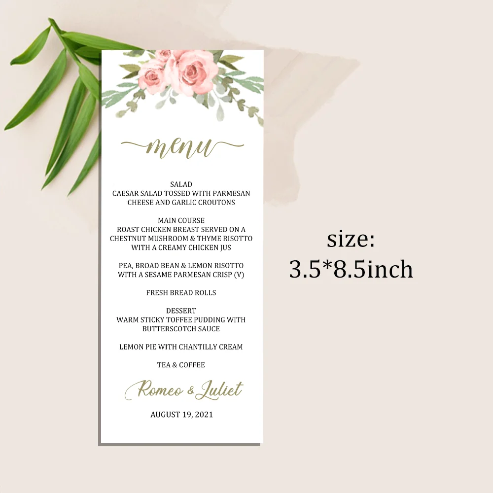 Delicate Wedding Menu Blush Floral Menu Cards Baptism Menu Blush Pink Floral Wedding Shower