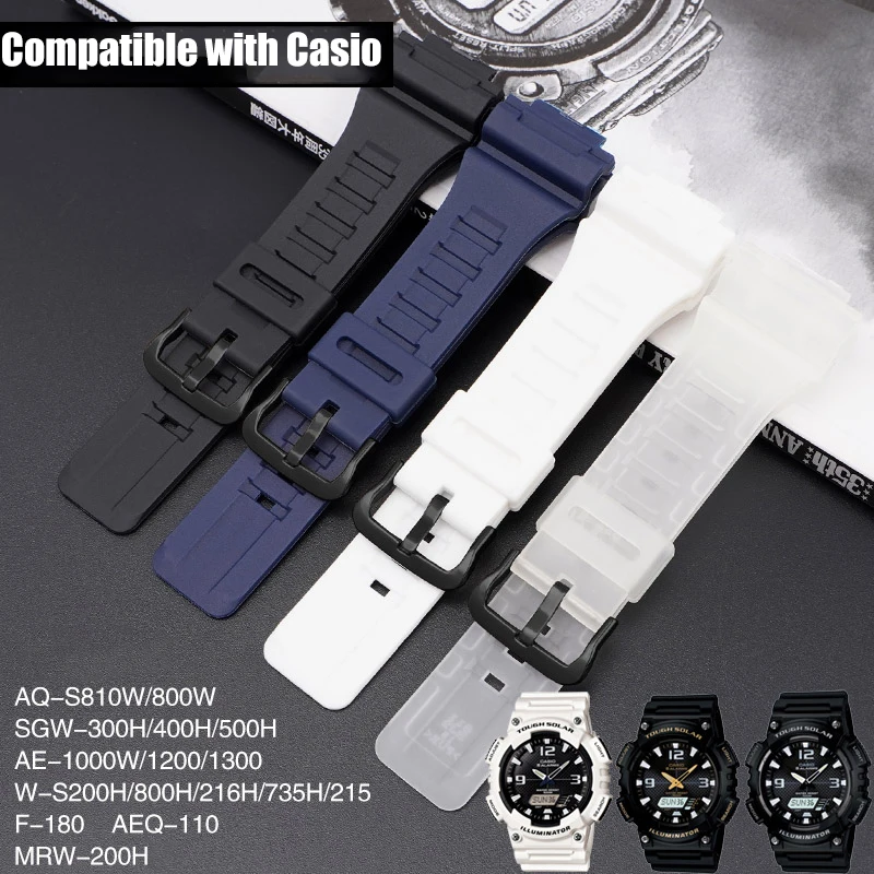 18mm Strap for Casio Watches AQ S800/AQ S810W SGW 400H/300H/500H W 735H AE  1000W/1200/1300 Rubber Resin Watch Band Accessories| | - AliExpress