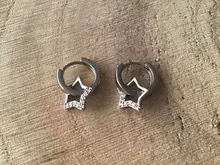 Pendientes de aro de Plata de Ley 925 para mujer, colgante de estrella hueco de circón Simple, joyería para mujer, regalos de fiesta, S-E786