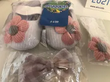 FOCUSNORM-zapatos de cuna para bebés recién nacidos, gancho con forma de flor de algodón, corcho suave, 6 colores + diadema