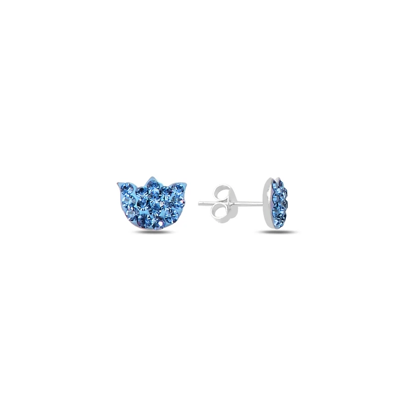 

Silver 925 Sterling Zircon Tulip Pattern Earrings