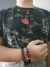 Anime Uchiha collar de Itachi de acero de titanio Cosplay 3 collar de vueltas mujeres gargantilla Kolye regalo étnicos de la joyería de los hombres