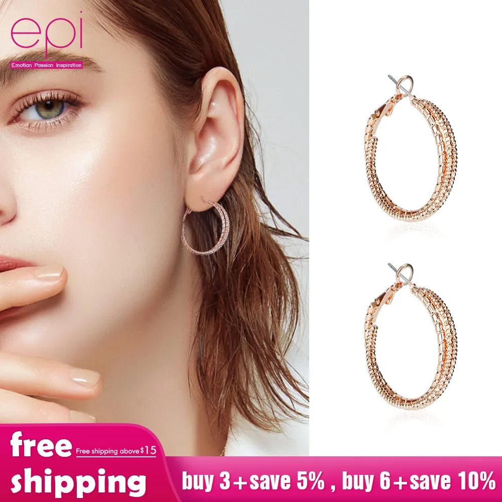 EPI 1 Pair New Fashion Women Girl Jewelry Rose gold Hoop Earring Ear Rings Nice Gift For Wedding Party | Украшения и аксессуары