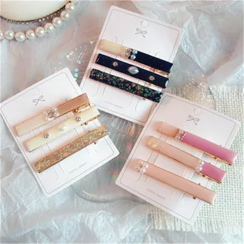 

Candy Color Fantasy Japanese Korean Fairy Drop Glaze Hair Clip Beautiful Pearl Rhinestone Bangs Clips Hair Accessories Female