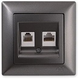 

PnpnElectrıc Gns Visage Ambiance Metallic Smoked Gray Data + Numerical Socket (RJ45 Cat5 + Cat3) data + Telephone Socket