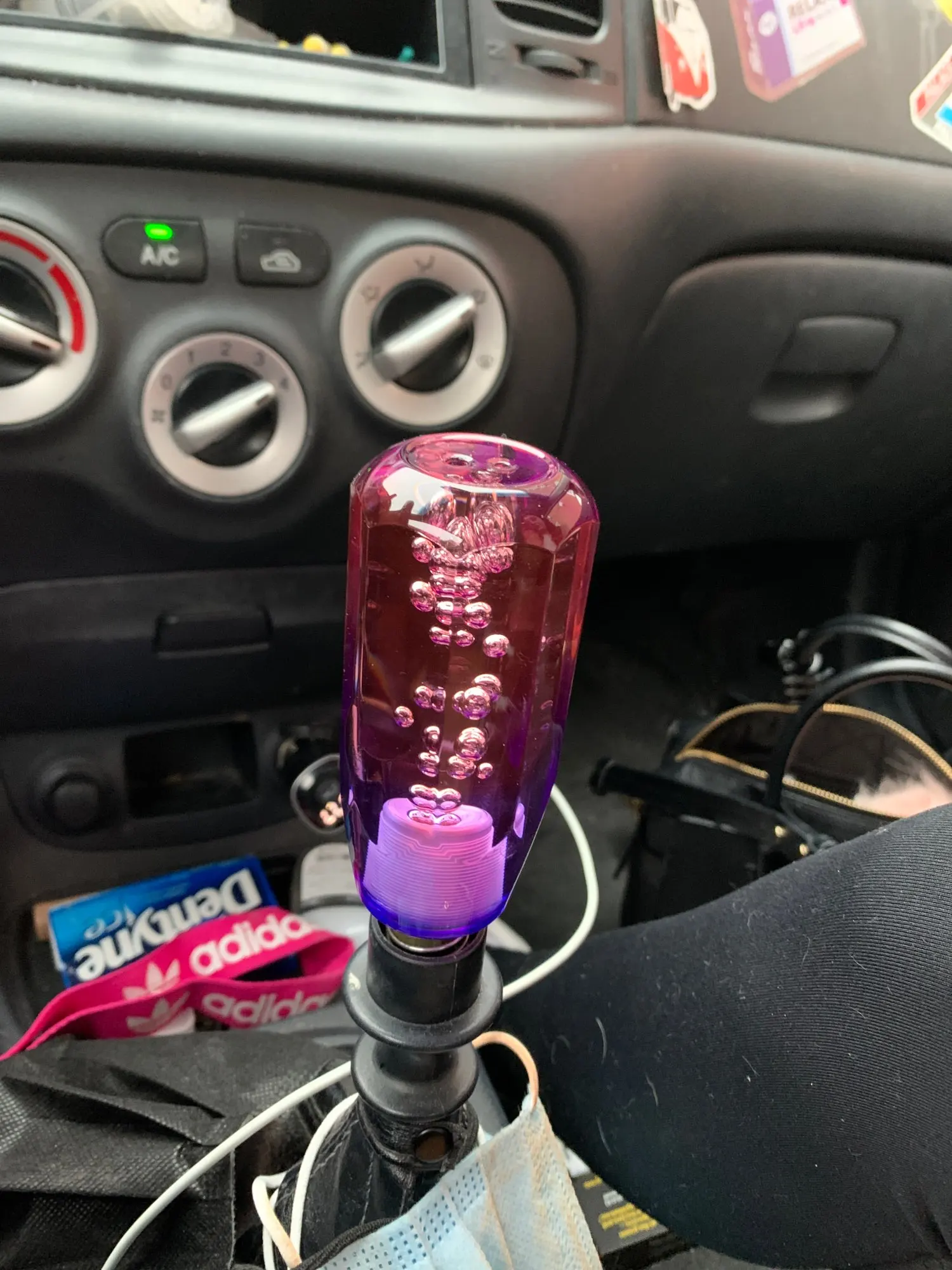 JDMBESTBOY Shift Knob Stick Crystal Transparent Bubble Purple Blue Throw Gear Shifter 10cm 