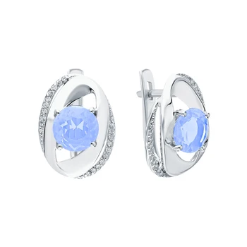 

Silver earrings with cubic zirconia and moonstones sunlight sample 925 test