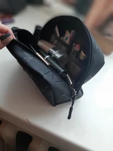 Neceser de viaje multifunción para mujer, bolsa de maquillaje geométrica, impermeable, portátil, organizador de artículos de tocador, novedad