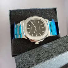 PLADEN-Reloj de pulsera de cuarzo para hombre, de negocios, de lujo, a la moda, correa de acero inoxidable, azul degradado, reloj calendario a prueba de agua
