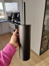 Toilet-Brush-Holder-Set Wall-Mounted Cleaning-Storage Bathroom Black 304-Stainless-Steel