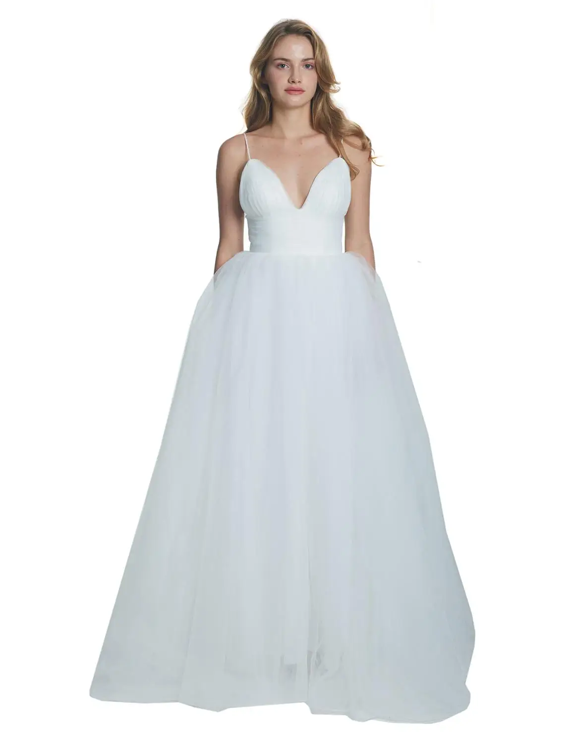 

NEW 2020 St.Des Ivory A-line Deep V-neck Strapless Sleeveless Robe Sexy Floorlength Elegant Wedding Dress Wedding Gown