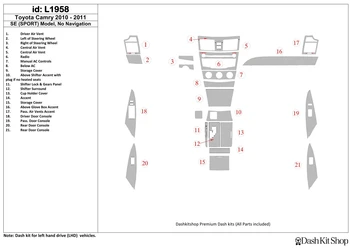 

Interior lining for Toyota Camry 2010-2011. Set L1958.