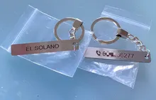 Llavero personalizado con el logotipo del número de teléfono, grabado láser, de acero inoxidable, regalo de joyería, doble cara