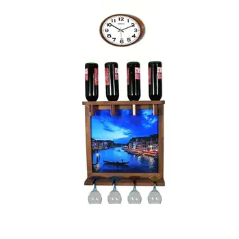 

Wall Clock Wall art murals wall mounted wine whiskey beer bottle rack holder Bar wine rack Wall decor