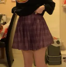 Mini Skirts Korean A-Line Chic Summer Fashion Purple Plaid Casual Student