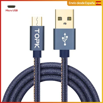 

TOPK Cable Type C/Micro USB coated denim, for devices with Type-C or Micro USB port (Choose the model)