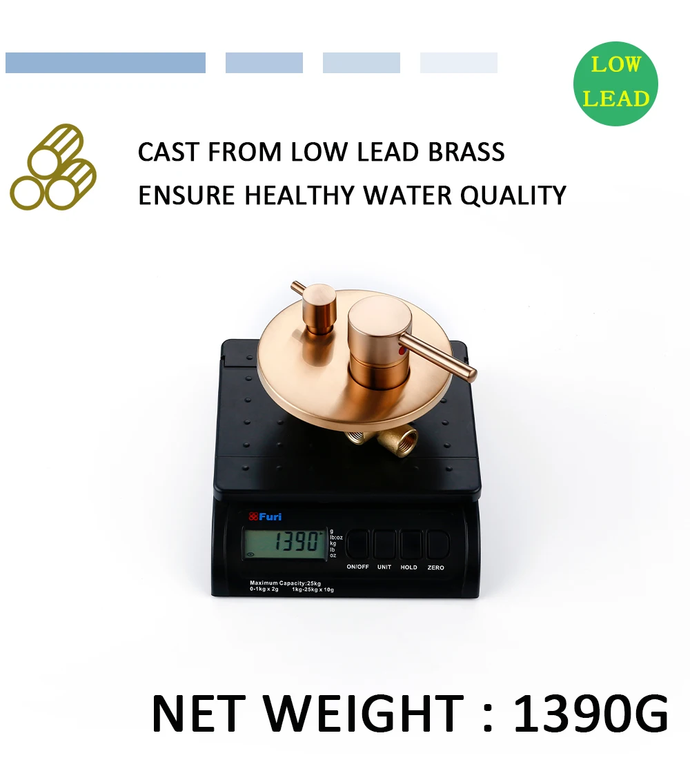 Bagnolux Brushed Rose Gold Brass Hot Cold Water Concealed Rainfall Head Single Handle Mixer Bathroom Tap Bathtub Shower Faucets