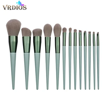 

13PCS Green Makeup Brushes Set Foundation Powder Blush Eyeshadow Concealer Lip Eye Make Up Brush Set Cosmetics Beauty Tools Kis