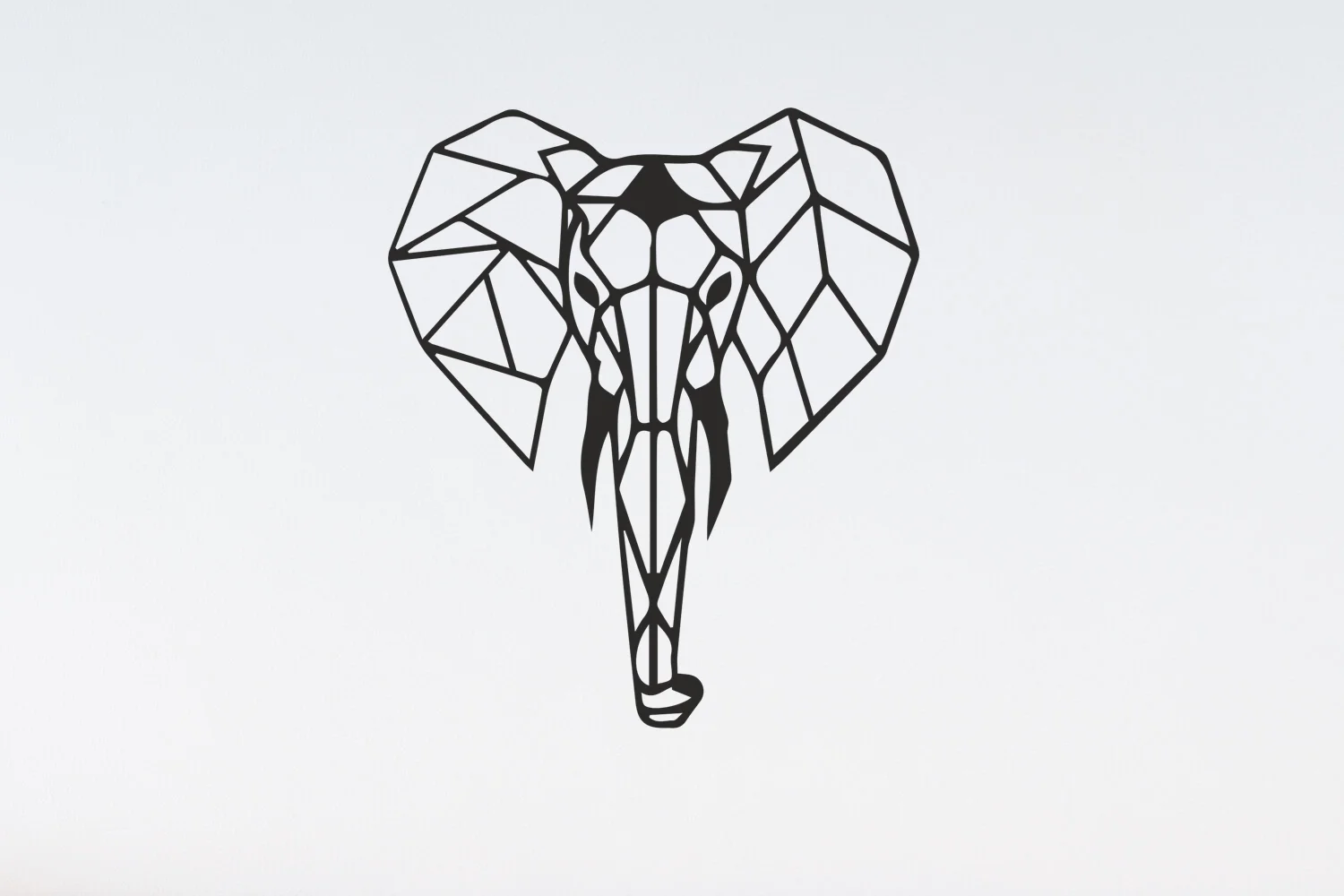 Металлический настенный рисунок в виде слона на Antdecor, 55x90 см, 2" x 35" черный, геометрический и минималистичный металлический настенный арт