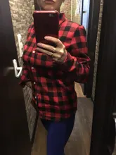 Plaid Shirt Blouses Tops Long-Sleeve Flannel Casual Cotton Women Brand-New Red Excellent-Quality