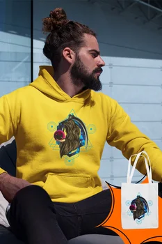 

Angemiel Wear Cosmic Sphere Grim Reaper Yellow Men 'S Hooded Sweatshirt Bags Kombin