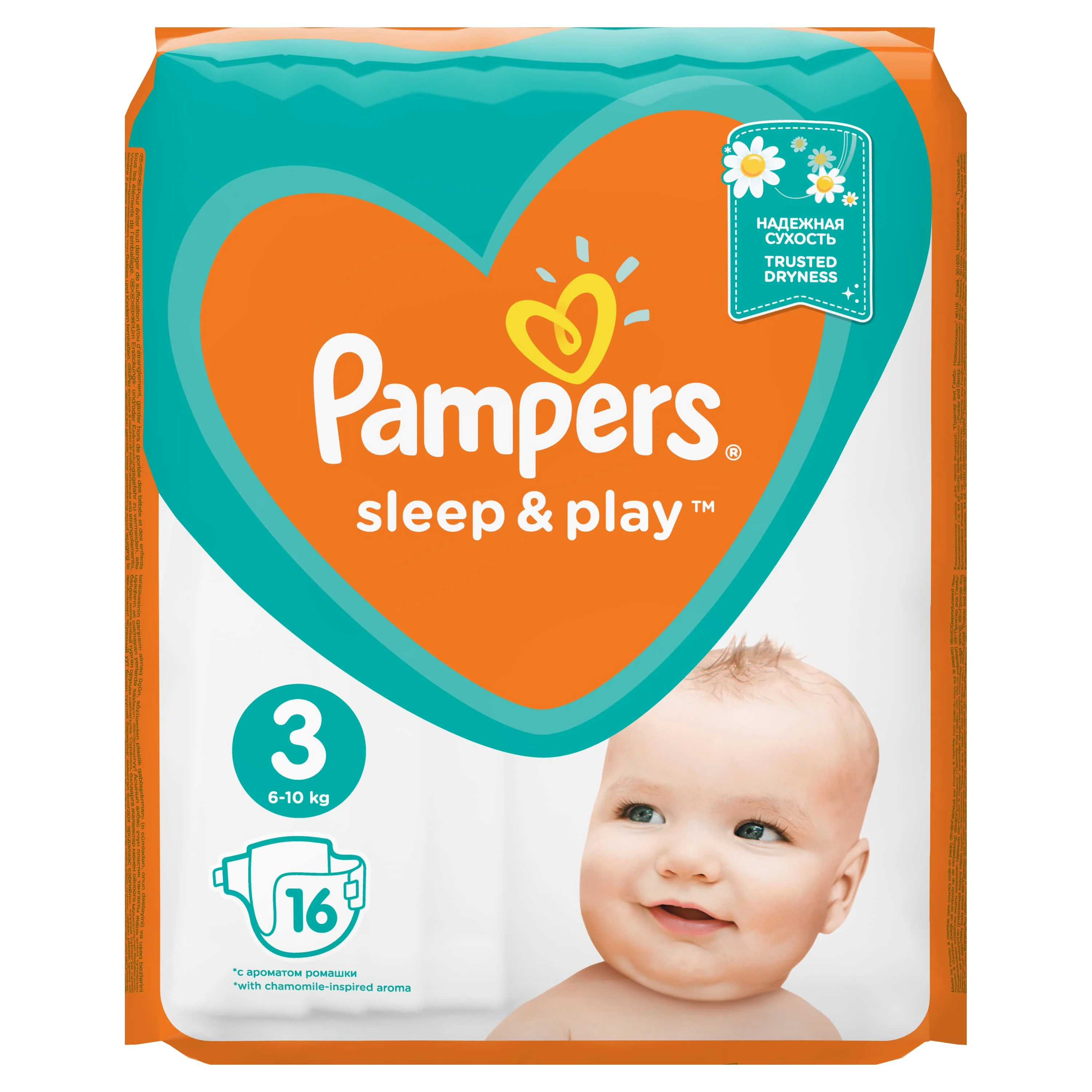 Подгузники Pampers Sleep& Play 6-10 кг, 3 размера, 16 шт