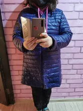 SEDUTMO-Chaqueta larga de plumón ultraligera de talla grande 4XL para mujer, plumón de pato, color negro, ajustada, ED037