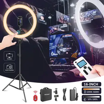 

Neewer Advanced 16-inch LED Ring Light Support Manual Touch Control with LCD Screen for Makeup YouTube Video Blogger (White)