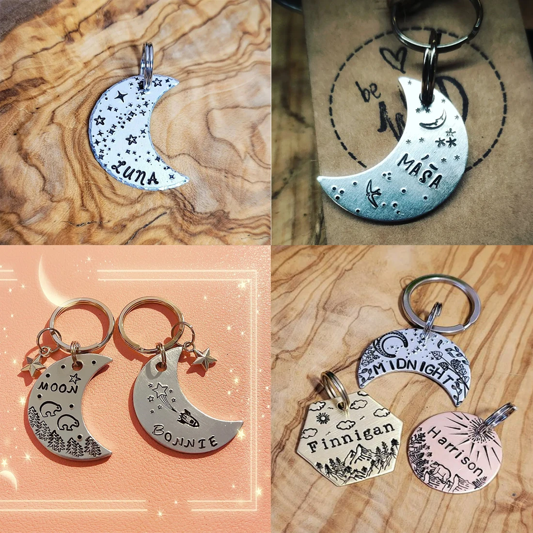 30PCS Crescent Moon Aluminum Blanks for Metal Stamping and Engraving Jewelry Making Pendant Pet ID Tags