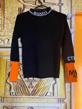 Knitted Tops Pullovers Tight Sweater Turtleneck Thin Long-Sleeve Harajuku Black Letter