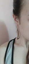 Pendientes con Clip geométrico triangular para mujer, joyería con personalidad coreana, sin Piercing, aretes largos de borla para mujer