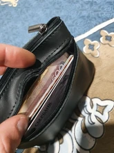 Mini Cartera de piel auténtica con cremallera para hombre y mujer, monedero pequeño y delgado de estilo Vintage