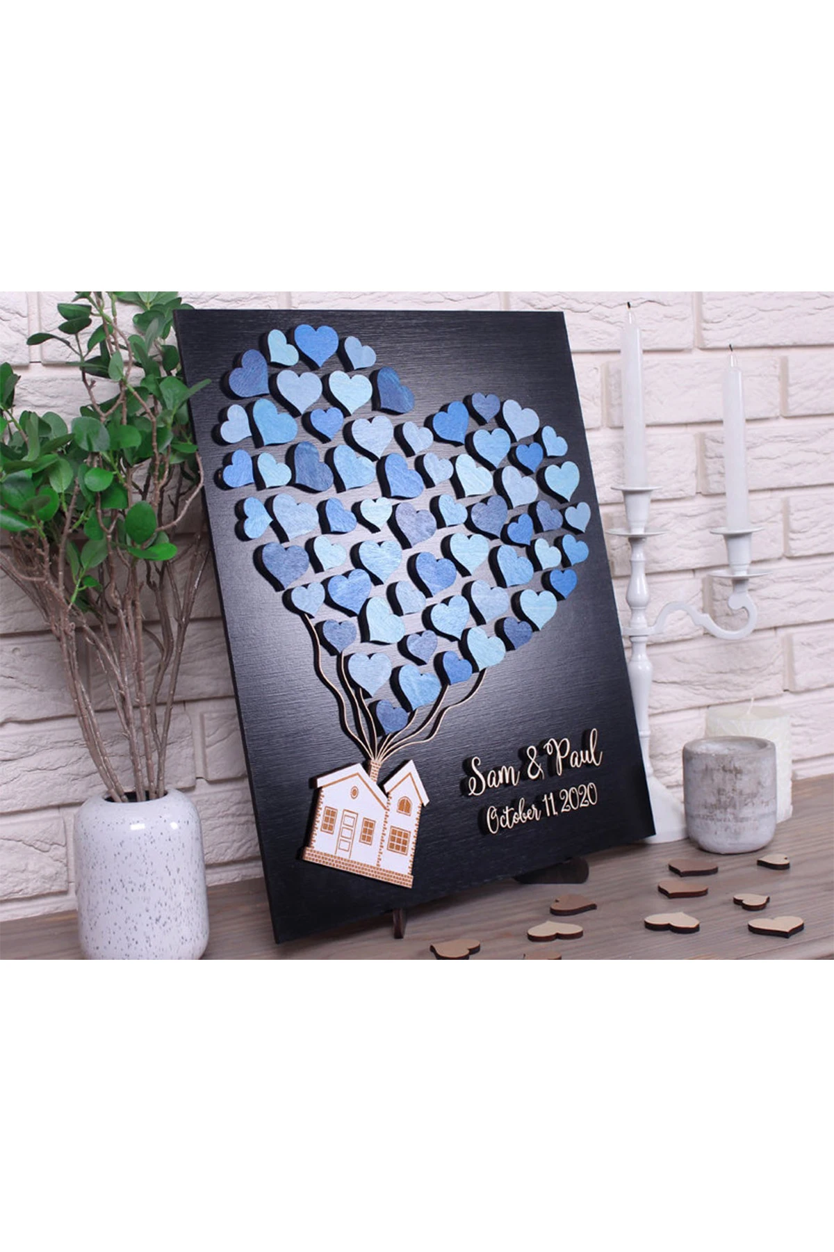Wedding Guest Visitor Signature Book Wooden Personalized Alternatives to Names Date Mr and Mrs Mariage 3D Love Valentine's Rusti | Дом и