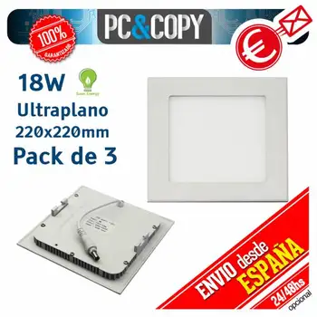 

Pack 3 Downlight LED Panel 18W ceiling light white square thin recessed