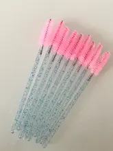 Cepillo cosmético para pestañas 50 uds, varitas de rímel de cristal, aplicador de pestañas con diamantes, brochas de maquillaje desechables