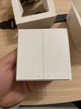 Aqara-Interruptor de luz inteligente para el hogar, switch de triple botón con control remoto inalambrico, clave, cable de fuego neutro y conectividad ZiGBee con aplicación Smart home para Mijia