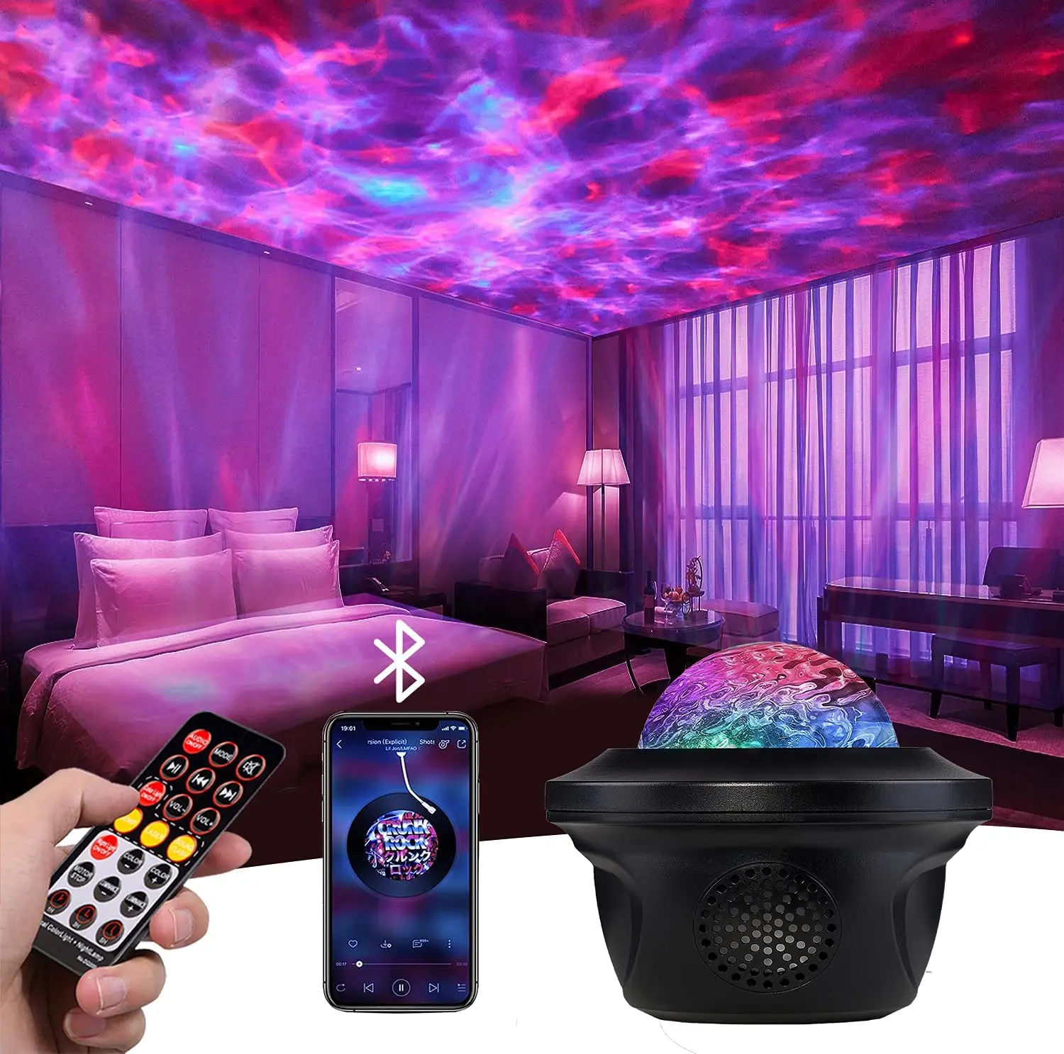 Galaxy Star Projector Light LED Ceiling Starry Night Wave Ocean Space Music  Lamp