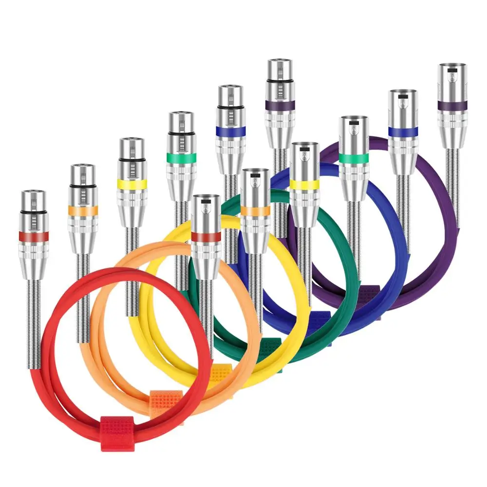 

Neewer 6-Pack Multi-Color XLR Patch Cables Audio Microphone Cable Cords-XLR Male to XLR Female Mic Cable with Spring Design