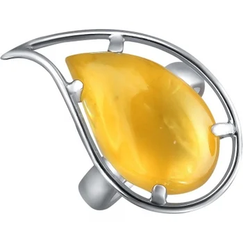 

Baltic patterns ring with silver Amber