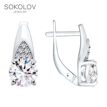 

SOKOLOV Silver drop earrings with stones with cubic zirconia fashion jewelry silver 925 women's/men's, male/female, long earrings, women's male