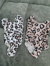 Bañador sin mangas con volantes de leopardo para niños pequeños, traje de baño de una pieza, conjuntos de playa