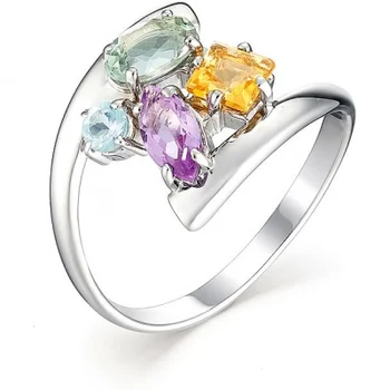 

Alcor ring with a scattering of colored stones made of silver