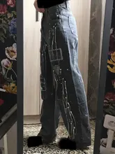 Pantalones holgados Vintage para mujer, Jeans Harajuku a la moda, informales, góticos, divertidos, de verano