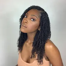 Peluca rizada mongol 3B 3C para mujeres negras cabello humano Afro rizado, pieza en U, corte de Bob corto, Belleza