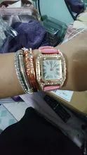 Reloj de pulsera con esfera cuadrada estrellada de diamante para mujer, conjunto de cronógrafos de pulsera, de cuero, de cuarzo, femenino