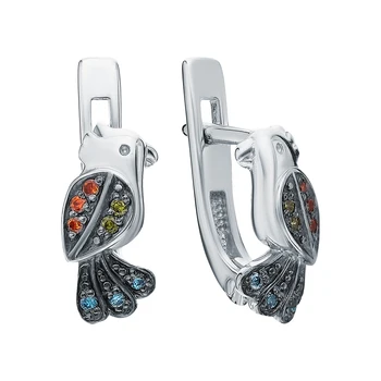 

Silver earrings with cubic zirconia sunlight sample 925 test