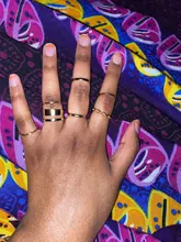 17KM-Conjunto de anillos de cadena de ancho de oro Punk para mujer y niña, sortijas finas irregulares para dedo, regalo, joyería para fiesta 2021