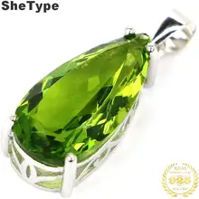 26x10 мм 3,1 г романтическая подвеска в форме капли с зеленым Перидотом из чистого серебра 925 пробы
